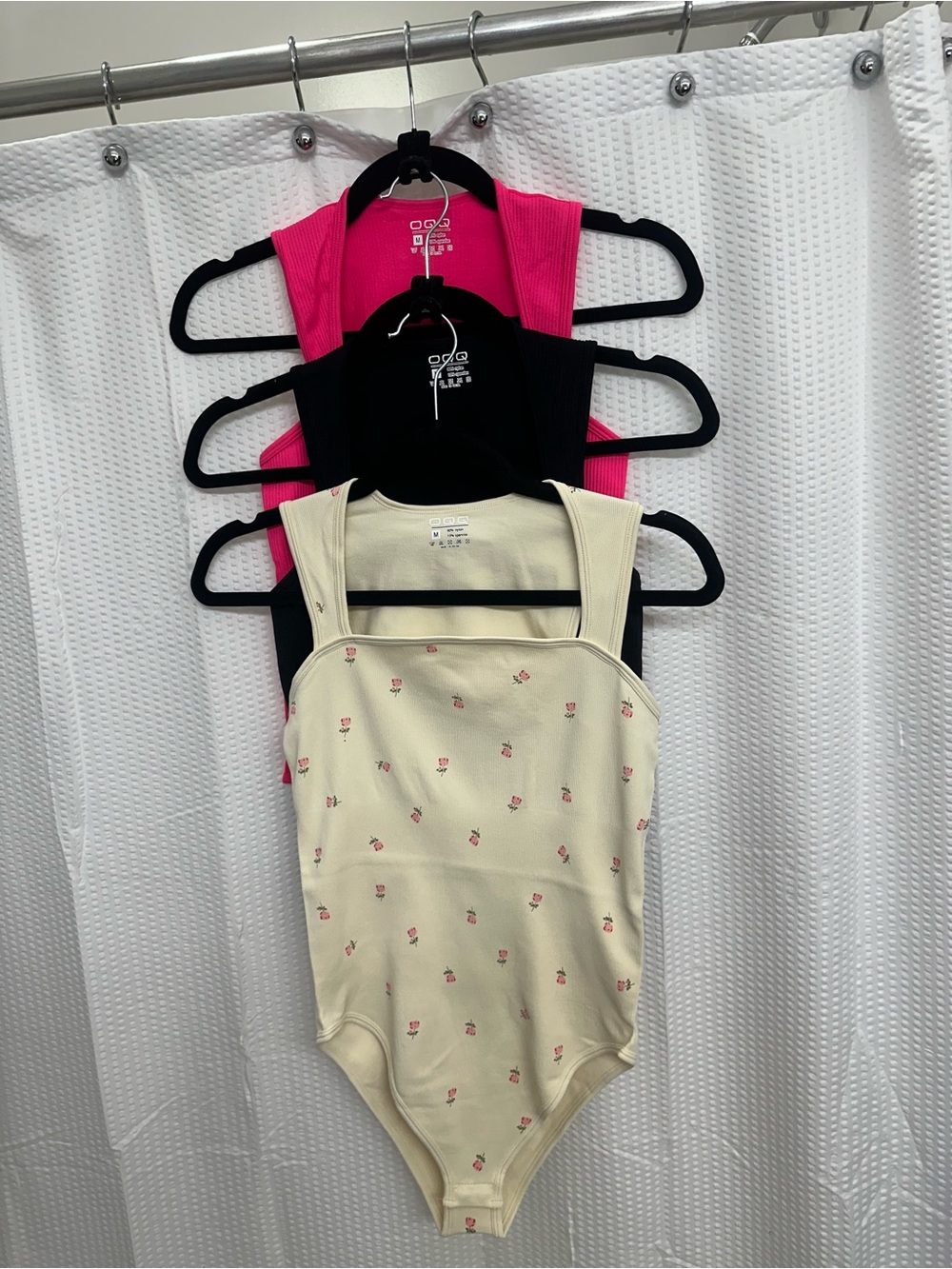 Cream Floral, Fuchsia and Black One-Piece Tank Bodysuit
